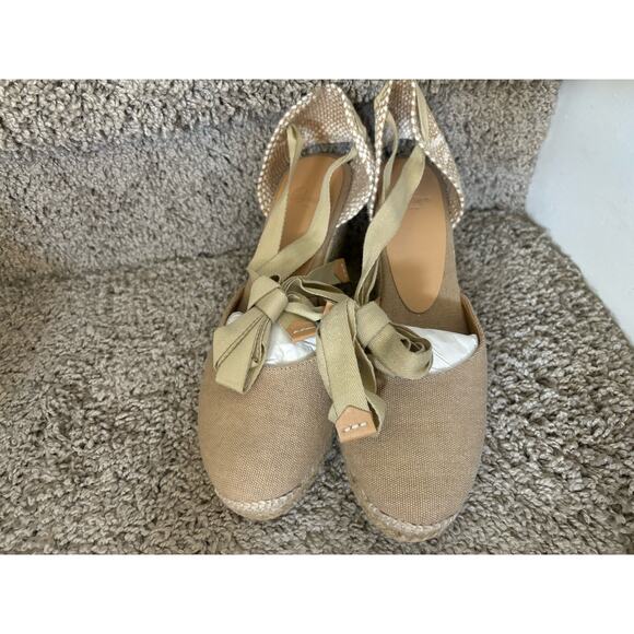 Carina Linen Wedge Espadrille Sandals NIB 7.5 - Picture 4 of 8